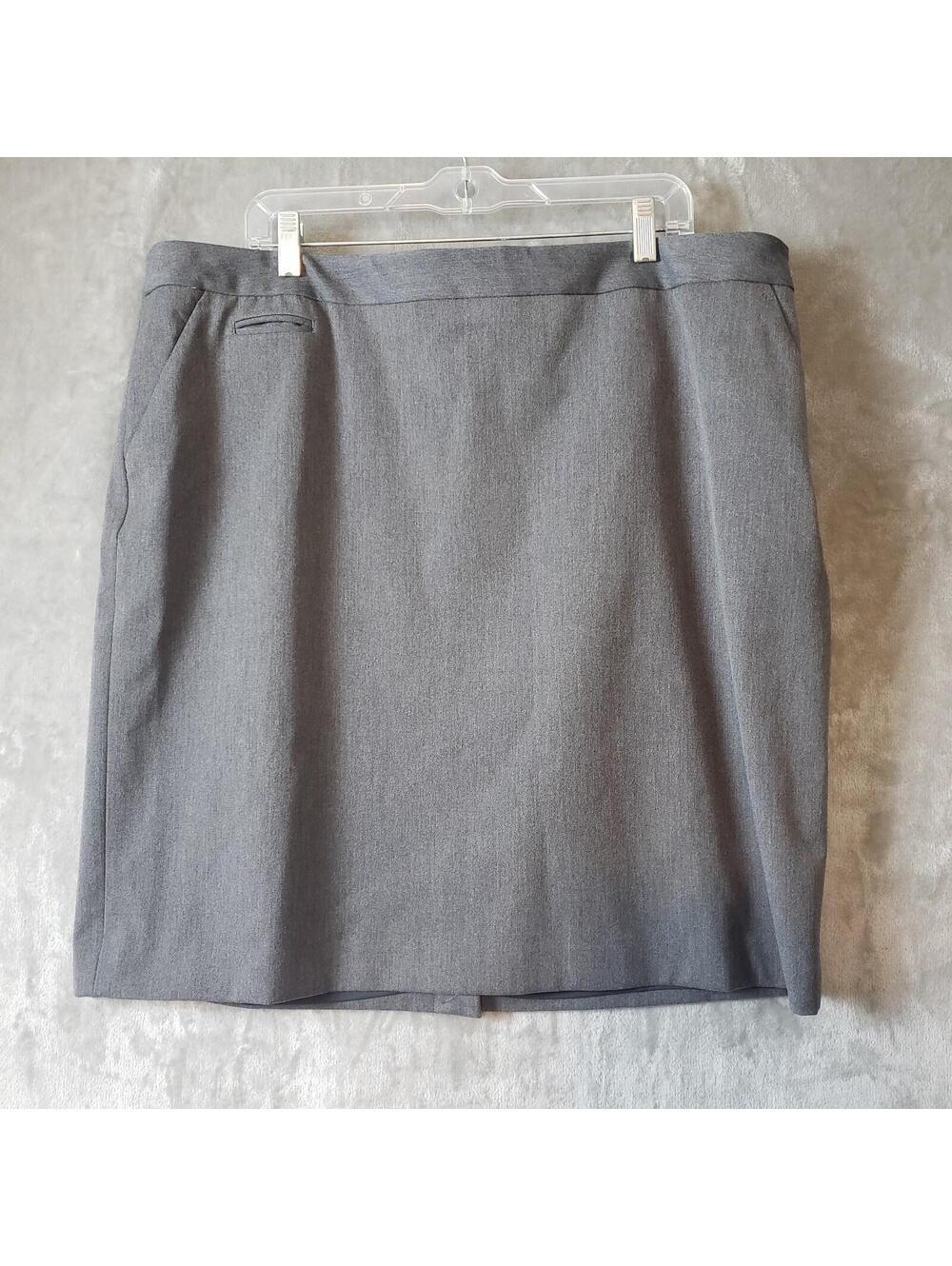 Eddie Bauer Gray Straight Pencil Skirt Button Zip Lined Pockets Size 20 Plus